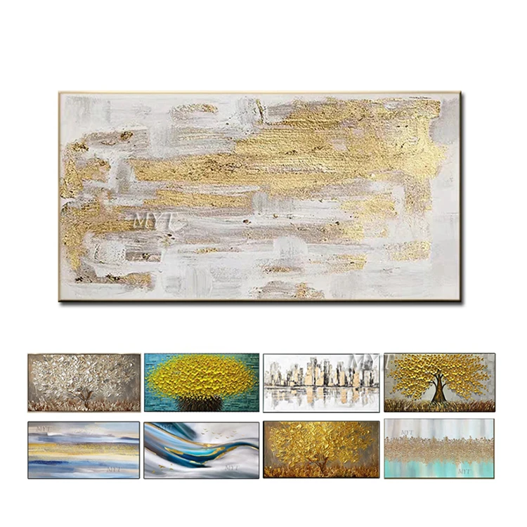
Modern Textured Canvas Gold Foil Design Oil Painting Abstract Handmade Wall Decor Art 