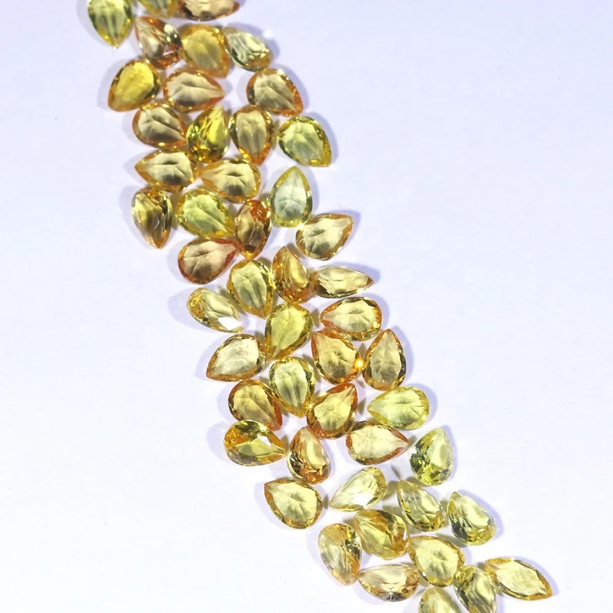 Clear Clarity Sri Lanka Natural Corundum Heated Loose Gems Top Quality5A 2.5x3mm Pear Shape Natural Yellow Sapphire for Jewelry