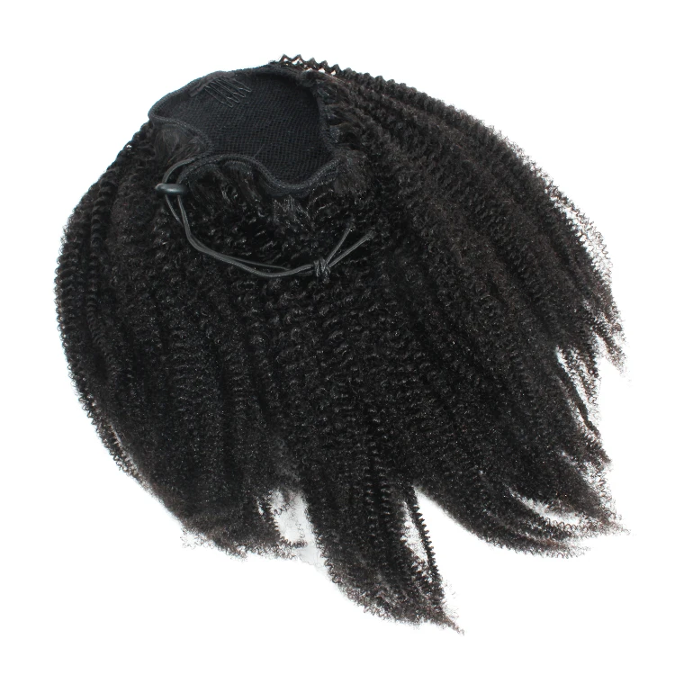 
New arrive unprocessed natural black afro kinky curly human hair ponytail 