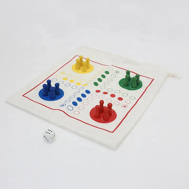 Wholesale Educational Toy Ludo Travel Game Dice Board Game Chess with Cloth Bag for Boys and Girls