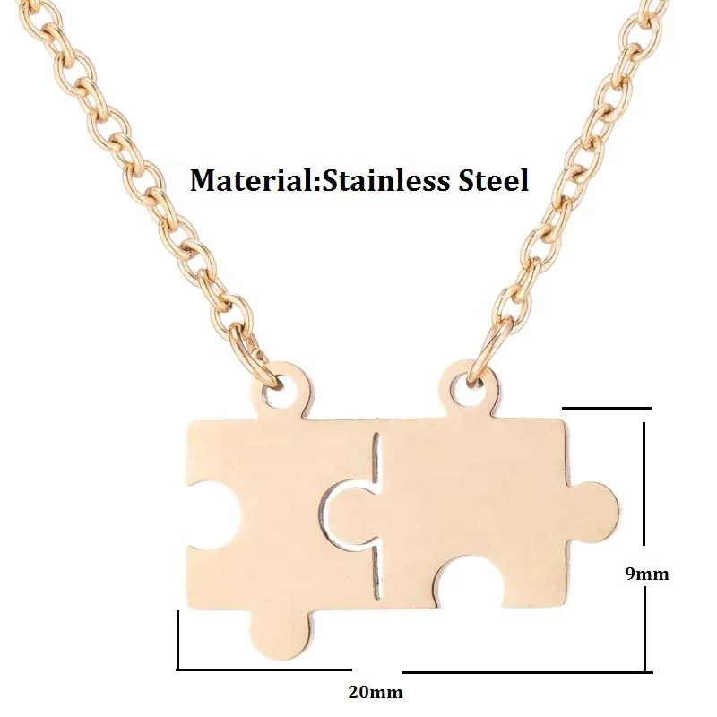 stainless steel puzzle necklace set best friend necklaces for 2