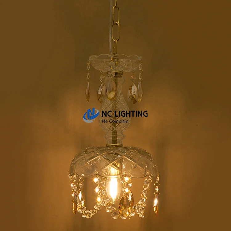 New French style romantic crystal K9 chandelier home hotel living room crystal drop pendant lamp MS-P236