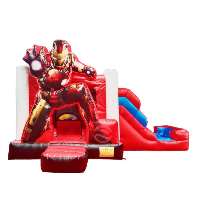 Commercial Inflatable Super Ironman Hero Bouncy Water Slide Bounce House Combo