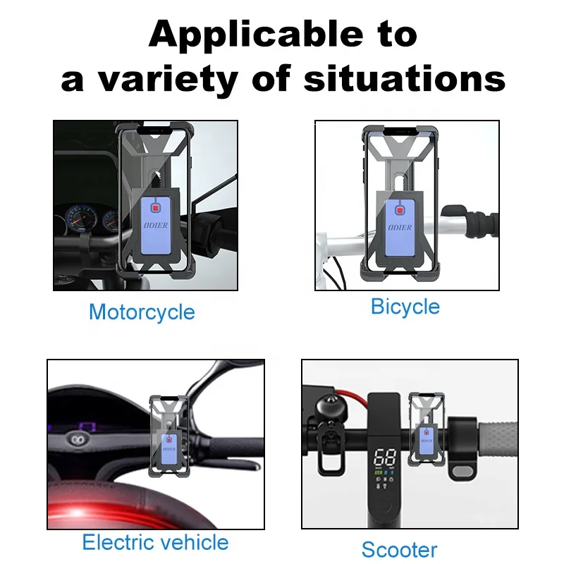 ODIER 2022 support customized adjustable abs silicon multifunctional universal scooter auto-locking phone holder