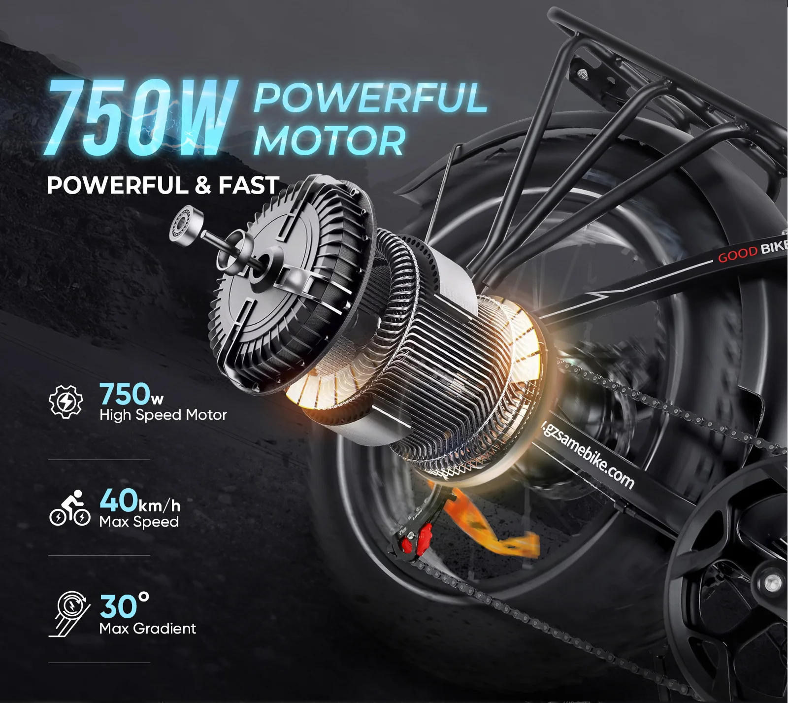 New arrive SAMEBIKE 40km/h 750W 48V 13ah folding fat tire suspension fat tire foldable ebike for adults electrical bike