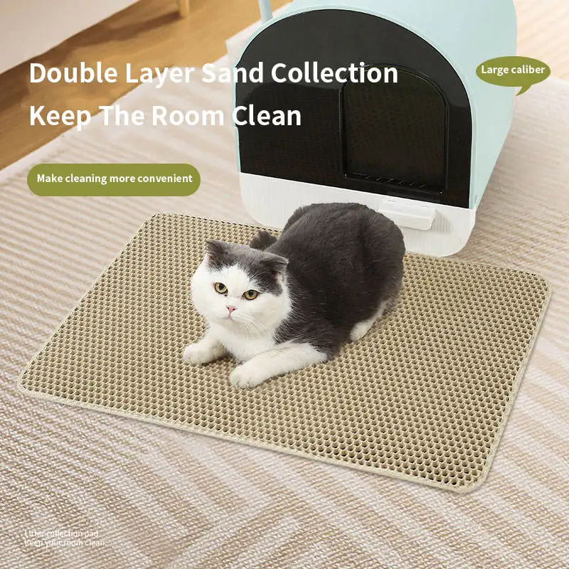 EVA Double layer cat litter mat honeycomb hole concentrated cat litter mat washable pet mat
