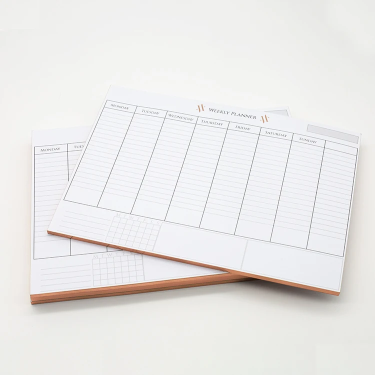 Custom Rose Gold Gilt Edging Weekly planner stationary notepad and note pads with logo printing