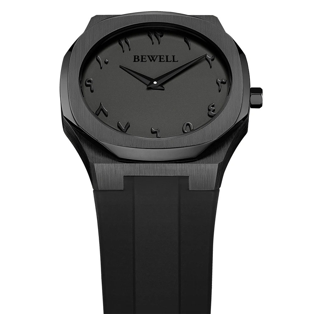 5 ATM Water Resistant Stainless Steel Quartz Watch with Silicone Strap and Pointer Display