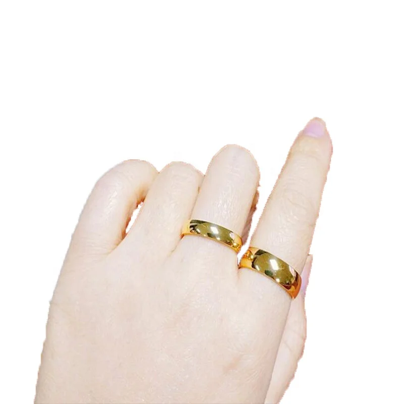18K Gold Wedding Band Comfort Plain High Polish Tungsten Couple Finger Rings Jewelry