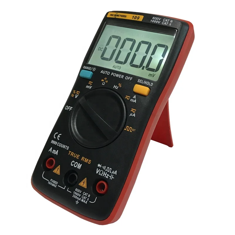 RM109 Digital Multimeter 9999 counts Mini Auto Range True-RMS Square Wave AC DC Voltage Ammeter Current Ohm Auto Manual