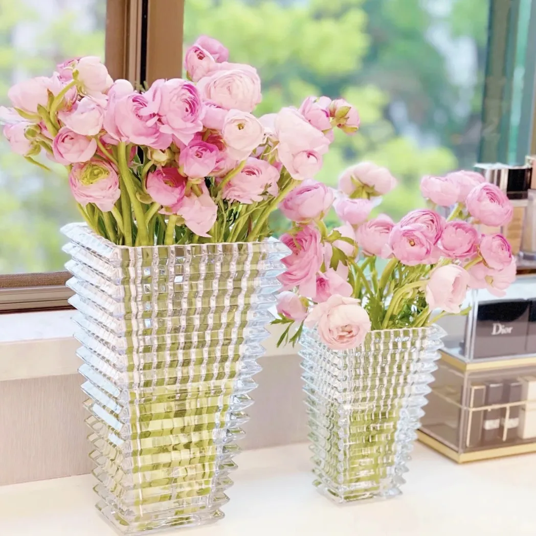 Nordic Light Luxury Net Red High-value Transparent Glass Vase Flowers Arrangement Desktop Decoration Crystal Vase