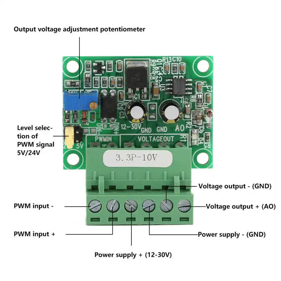 3.3V PWM Signal to 0-10V Voltage Converter D/A Digital-Analog PLC Module Customize China Manufacturer