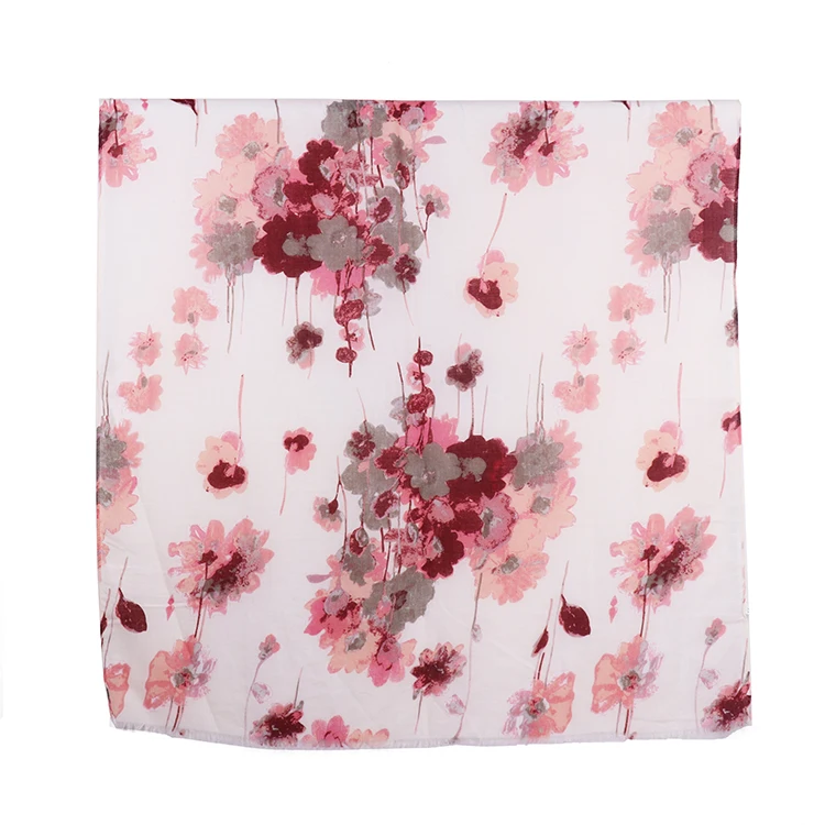 
polyester voile neckerchief twill spring floral print long scarf custom patchwork crinkle shawl chiffon scarves 