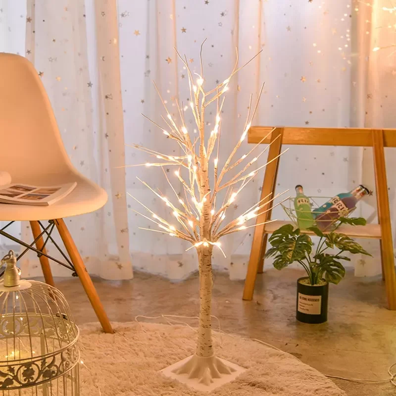 white branch tree lamp 90cm indoor Christmas warm white simulate twig decoration branch led artificial birch tree lights