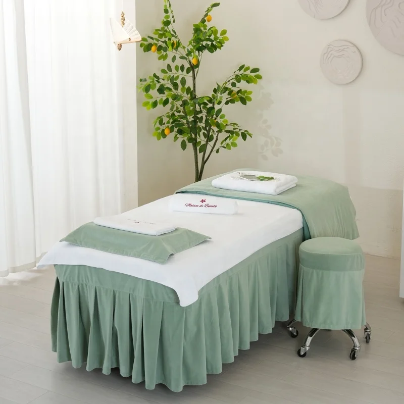 Crystal Velvet double-brushed flannel is soft and cozy SPA massage table covers set with customized logo