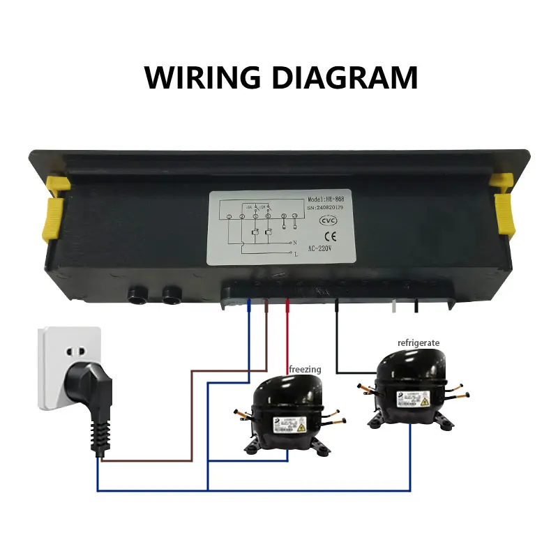 Longhey Dual Digital Temperature Controller Plastic Part For Refrigerators 220VAC 50/60HZ Heating Cooling Switch