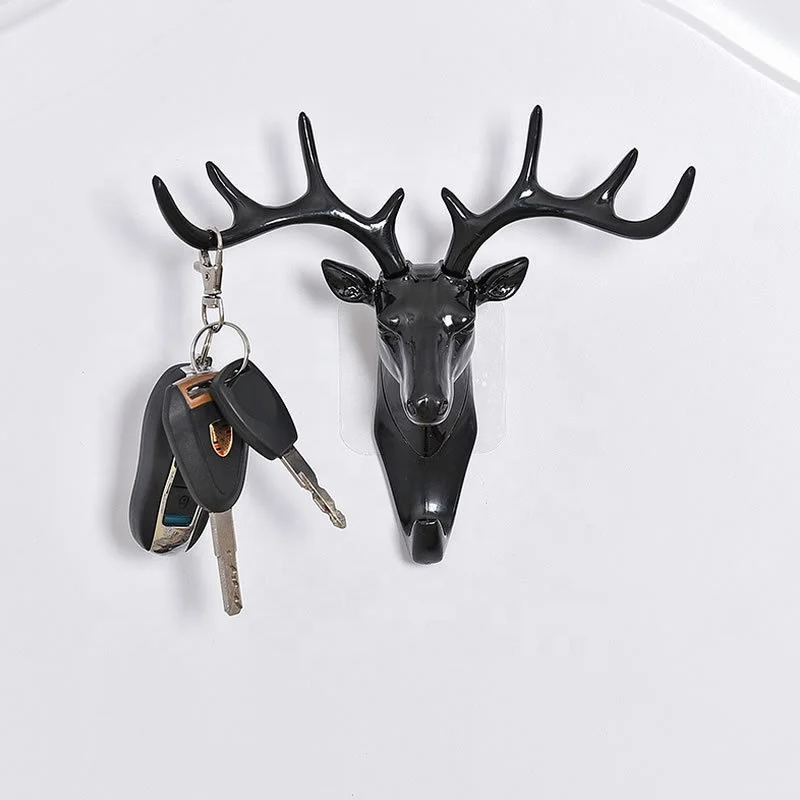 Creative Hook Small size Resin Animal Head Decor Wall Art Reindeer key hanger Deer Head Wall Decoration hook