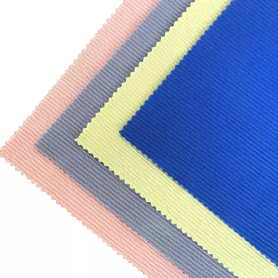 Dengbang textiles yarn dyed solid color Elasticity quick dry 92% Polyester Fabric for Trousers