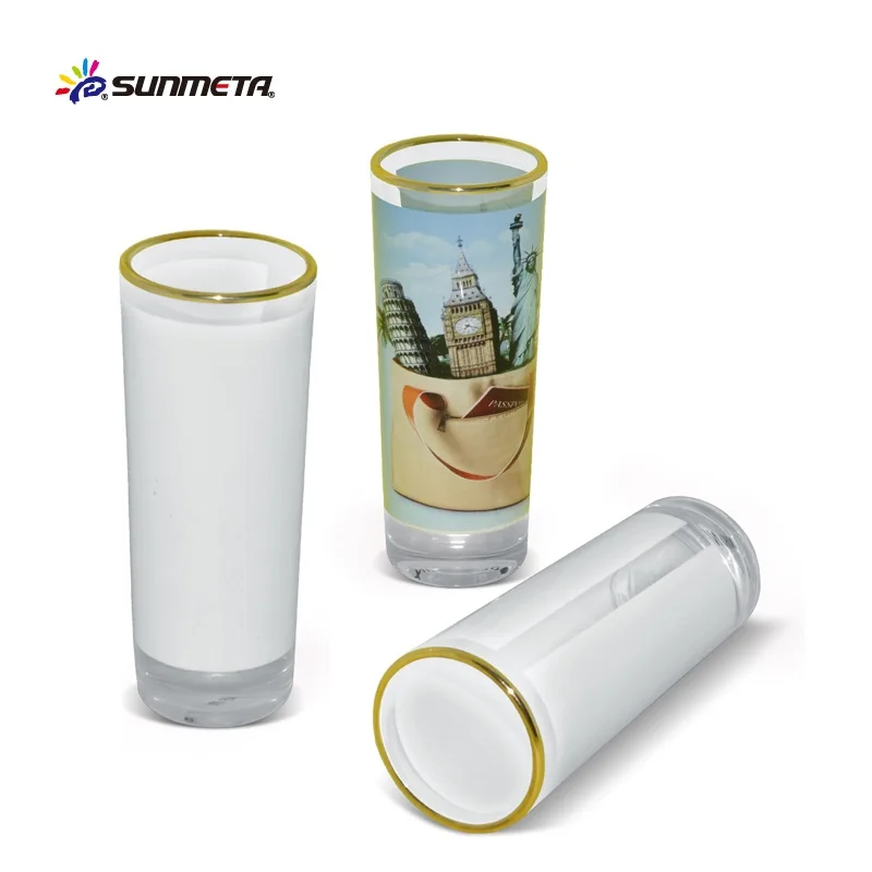 Sunmeta blank sublimation golden rim small wine glass mug 3D-XJB2