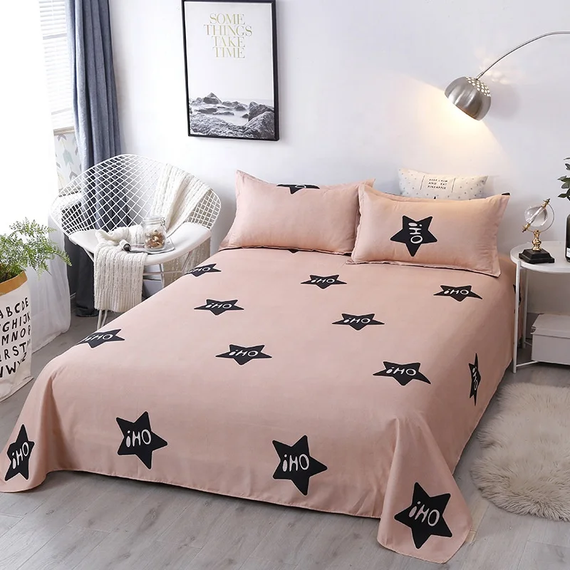 Bedding Set Wholesale Bed Sheet Set China Manufacture Stock Polyester Children Woven Simple 100% Polyester 40 Wearable 2 Pcs