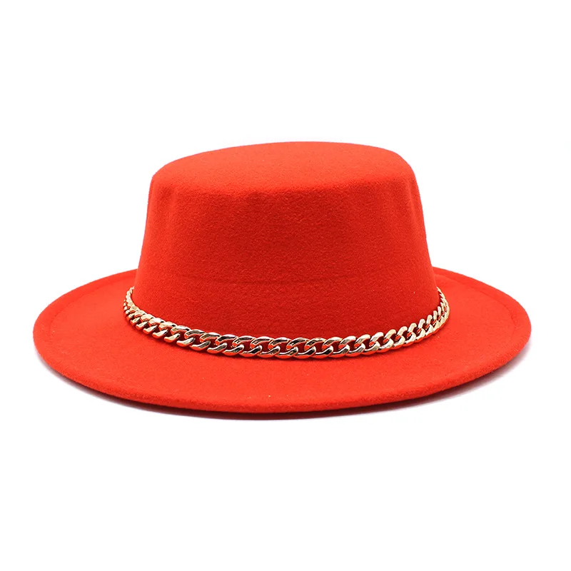 Red Large Wholesale Suede Wool Men Felt Women Jazz Round Cowboy Cap Girls Pink Wide Brim Fedora Hats For Men With Thick Chian
