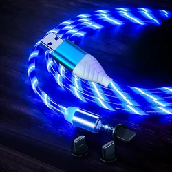 Amazon top seller LED RGB colors glow flowing light magnetic 3 in 1 phone charging cable