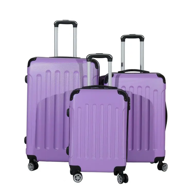 Hot selling colorful ABS PC travel luggage trolley suitcase fibre trolley bag