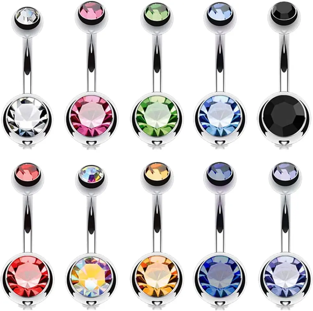 2024 New Design Stainless Steel Body Ring Multi-Colour Belly Button & Belly Rings Unisex for Gift or Party