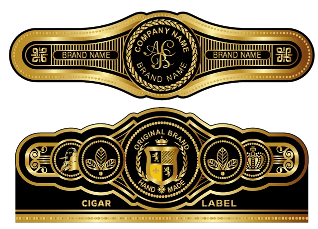 Custom Various embossing Cigar Label Waterproof Embossed Cigar Bands Cigar Ring Sticker