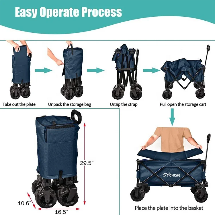 Hot Sale Garden Camping Foldable Trolley Utility Wagon Portable Trolley Cart for Camping Beach outdoor garden folding wagon