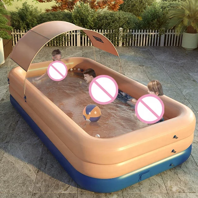 Foldable Outdoor Sunshade Garden Backyard Indoor Plastic PVC Autoinflation Inflatable Swimming Rectangular Pool For Kids