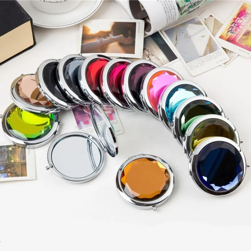 Wedding invitation gift crystal mirror compact mirror pocket mirror with gem