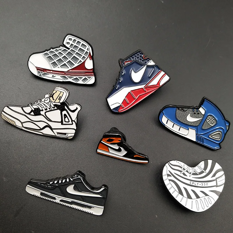 Customized Manufacturer Sport Shoes Lapel Pin Soft Enamel Basketball Shoes Badge Sports Custom Sneaker Shoes Badge