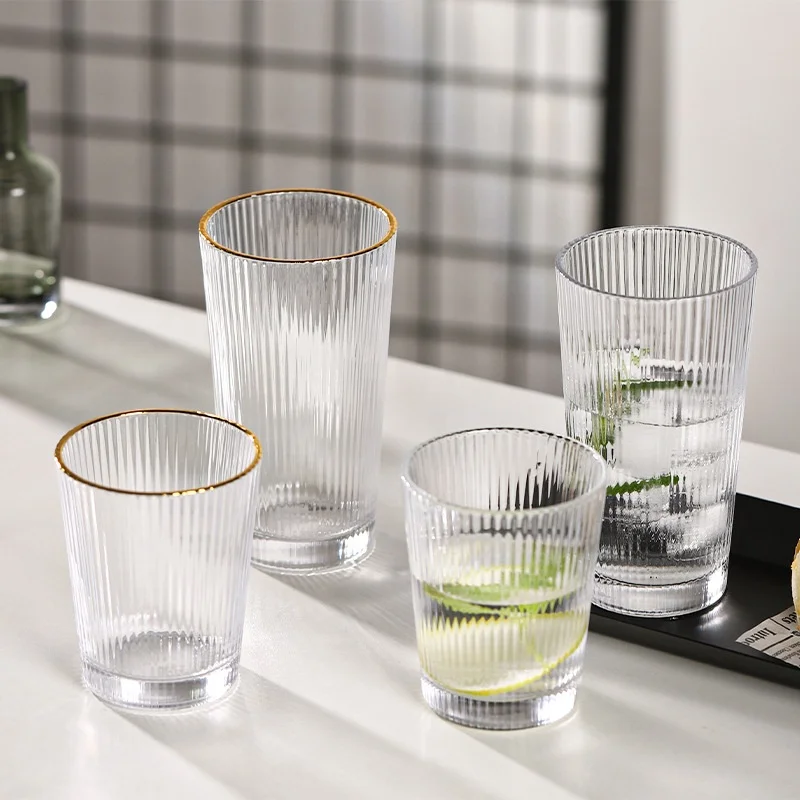 Ins 220ml Heat Resistant Clear Phnom Penh Vertical Stripes Water Glass Cup Milk Cup Mug