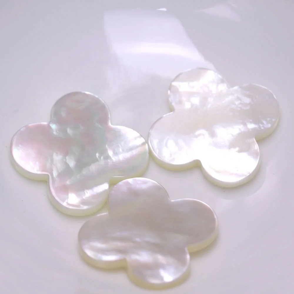 Big Size Natural four leaf clover white sea shell mother of pearl