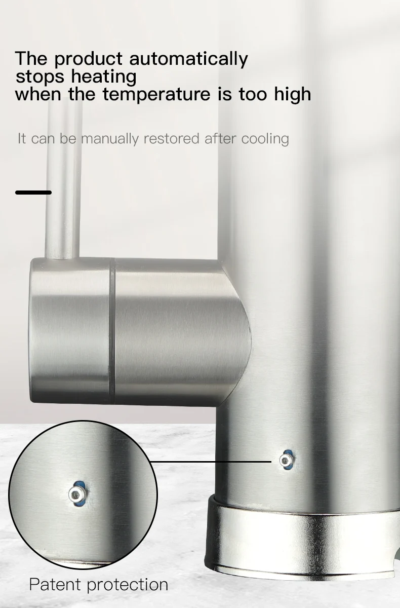 3000W Electric Tankless Hot Water Heater Faucet for Kitchen 3S Instant Hot Water System Shower Use for RV Application