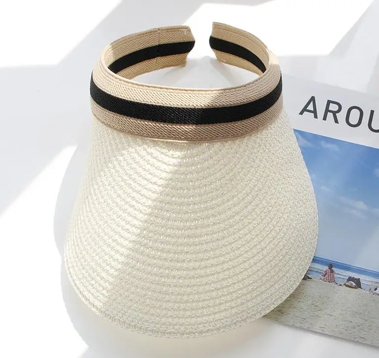B6 Empty Straw Hat Female Bowknot Visor Caps Hand Made Straw Cap Casual Shade Hat Empty Top Hat Beach