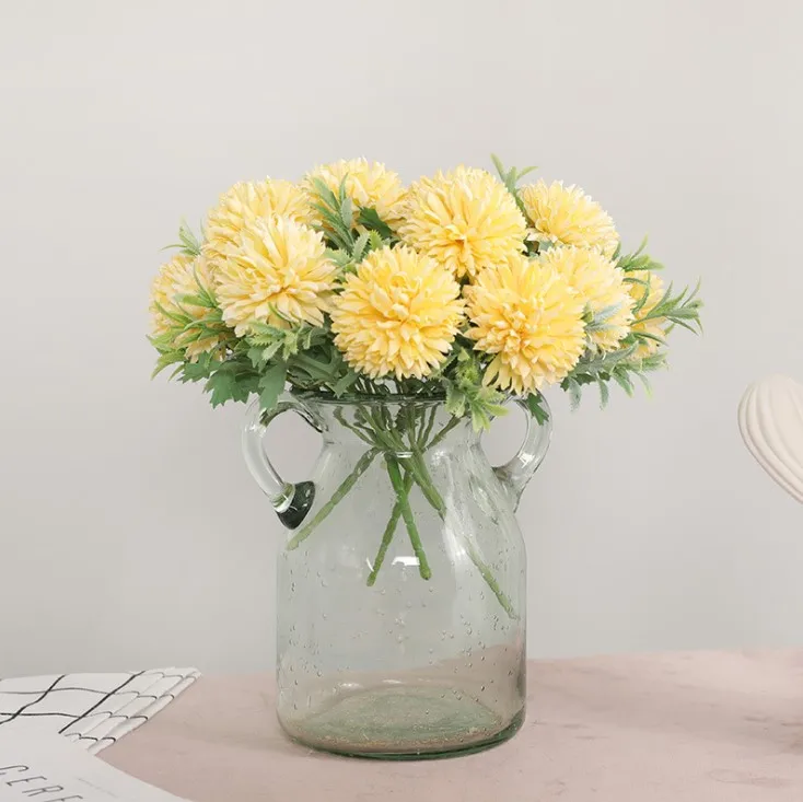 Artificial flower bouquet 5 dandelion ball chrysanthemum Home decoration tabletop display artificial flowers silk flowers