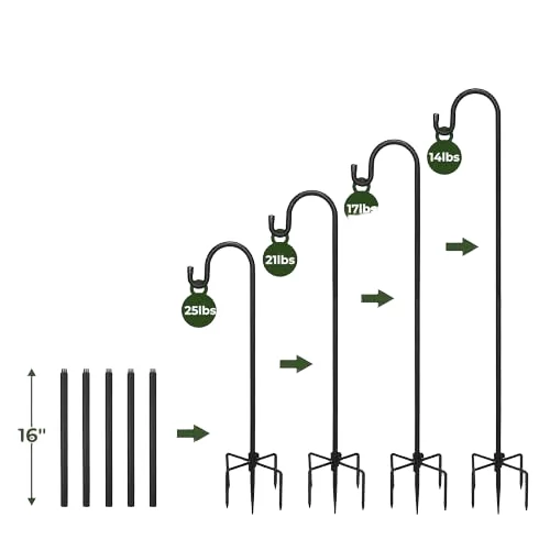 Oniya 2 Packs 76 inch Bird Feeder Outdoor Shepherds Hooks Adjustable Metal Garden Poles for Garden,Weddings,Solar Light Lantern