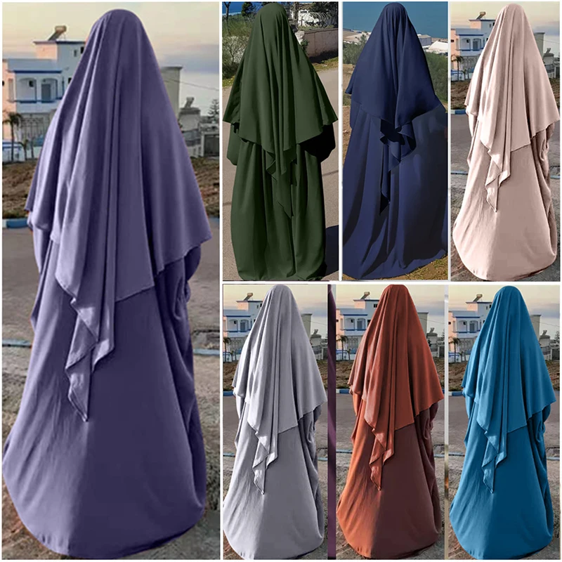 Eid Hooded Muslim Women Hijab Dress Prayer Jilbab Abaya Long Khimar Full Cover Ramadan Abayas
