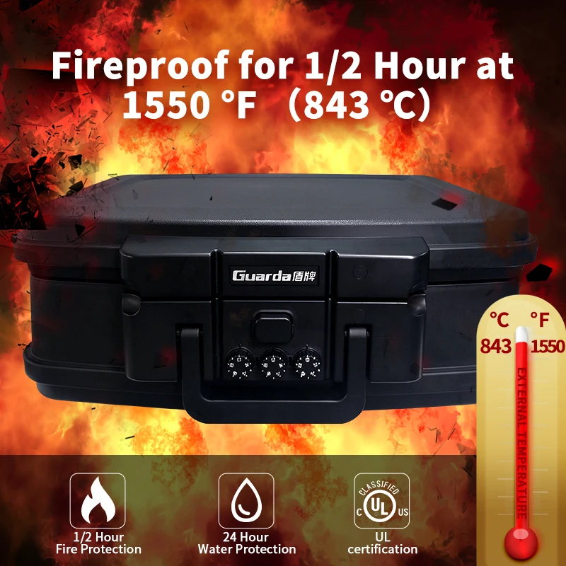 Money Safe Box Portable Safe Fire Safety Box Waterproof Fireproof Safes For Homes Fireproof -0.25 Cuft. -2125N