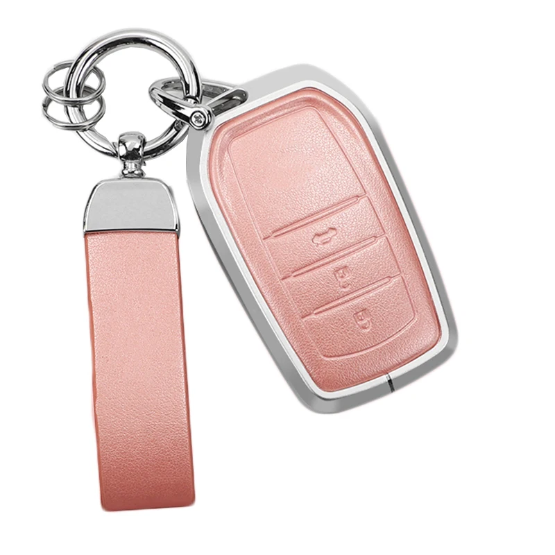 New Product  leather aluminum alloy car key case cover For Toyota aluminum alloy car key case