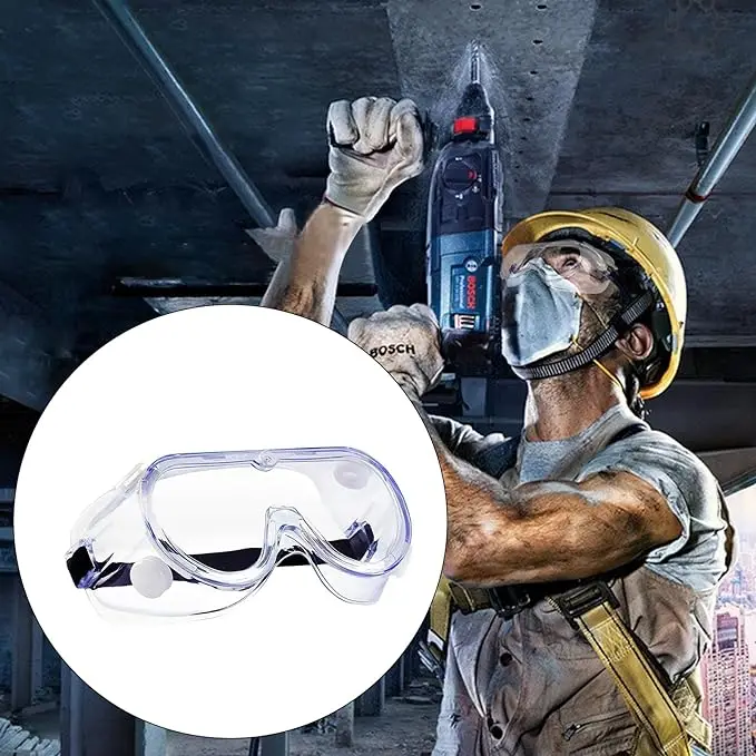 Wide-Vision Adjustable Chemical Splash Eye Protection Soft Lightweight Eyewear Clear Lens Anti-Fog Protective Safety Goggles