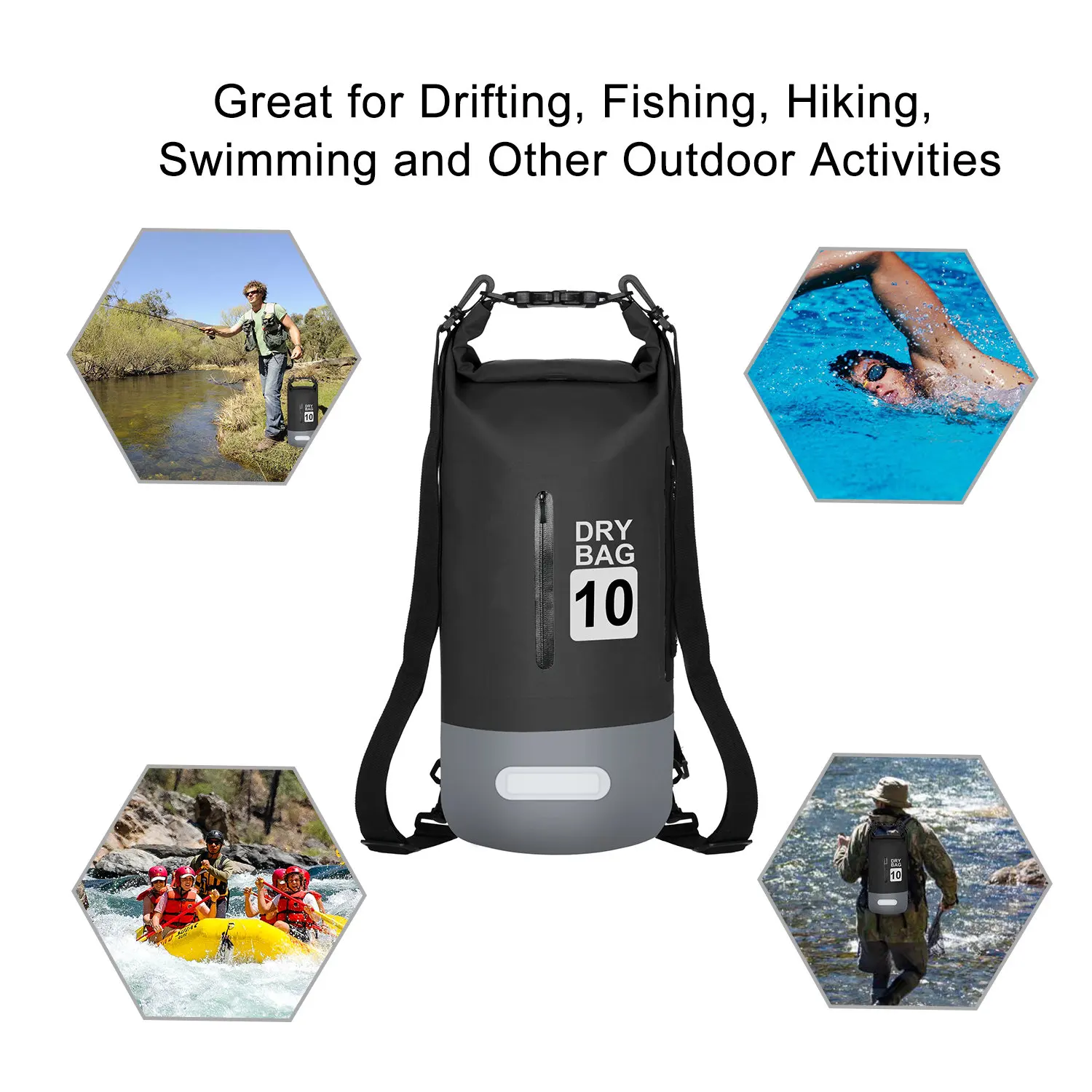 
Custom Logo Dry Bag Fashion Container Waterproof Dual Strap Roll Top Floating Backpack 