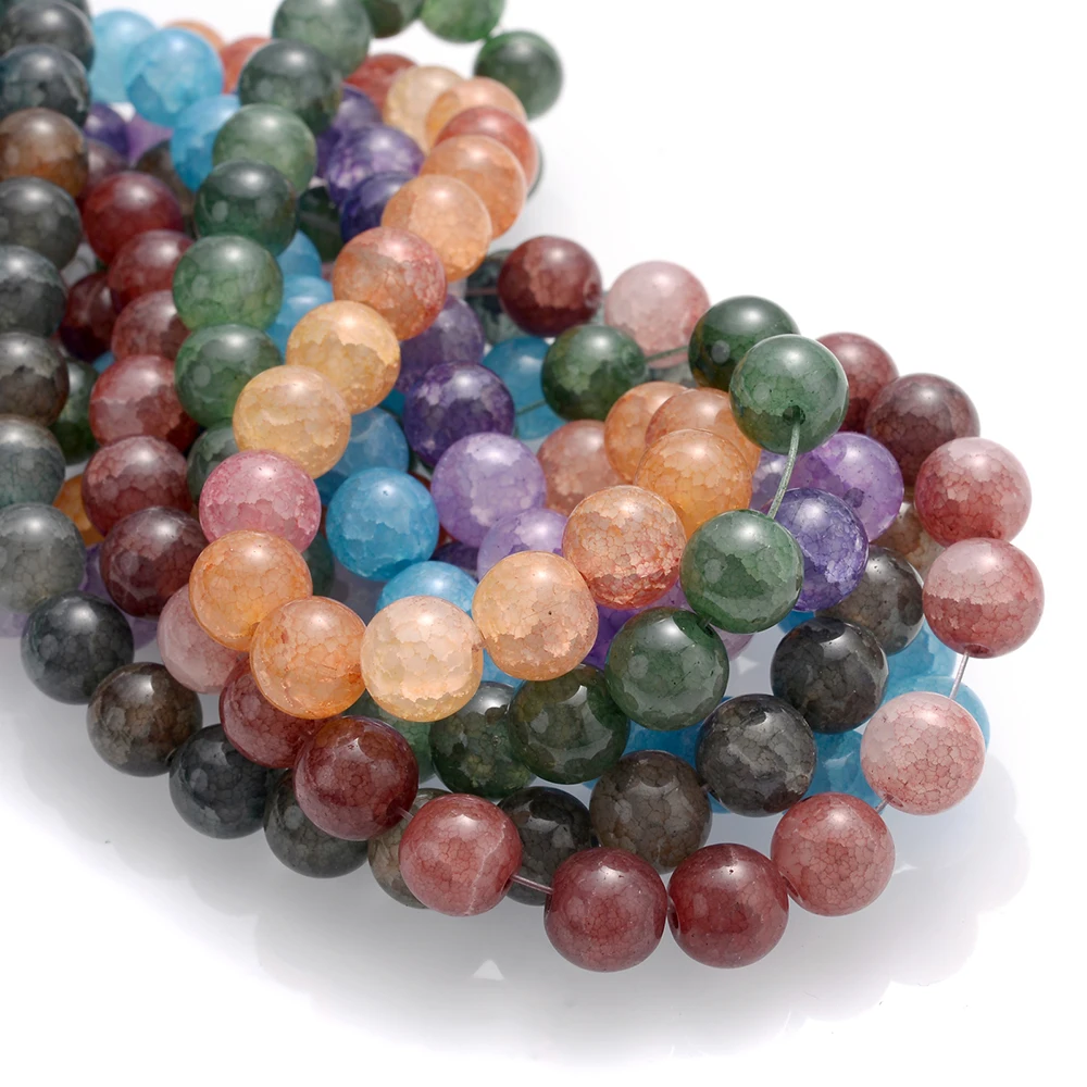 Wholesale 10mm Natural Smooth Multicolor Glass Stone Beads 42 Crystals Round Bulk Spacer Beads For Diy Bracelet Jewelry Making