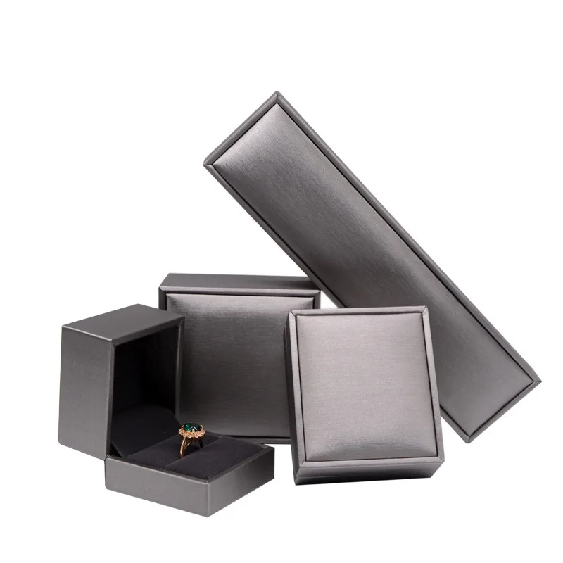 Custom Hot Leather Paper Black Ring Jewelry Storage Box Boxes For Pu Leather Jewelry Faux Leather Packaging Box