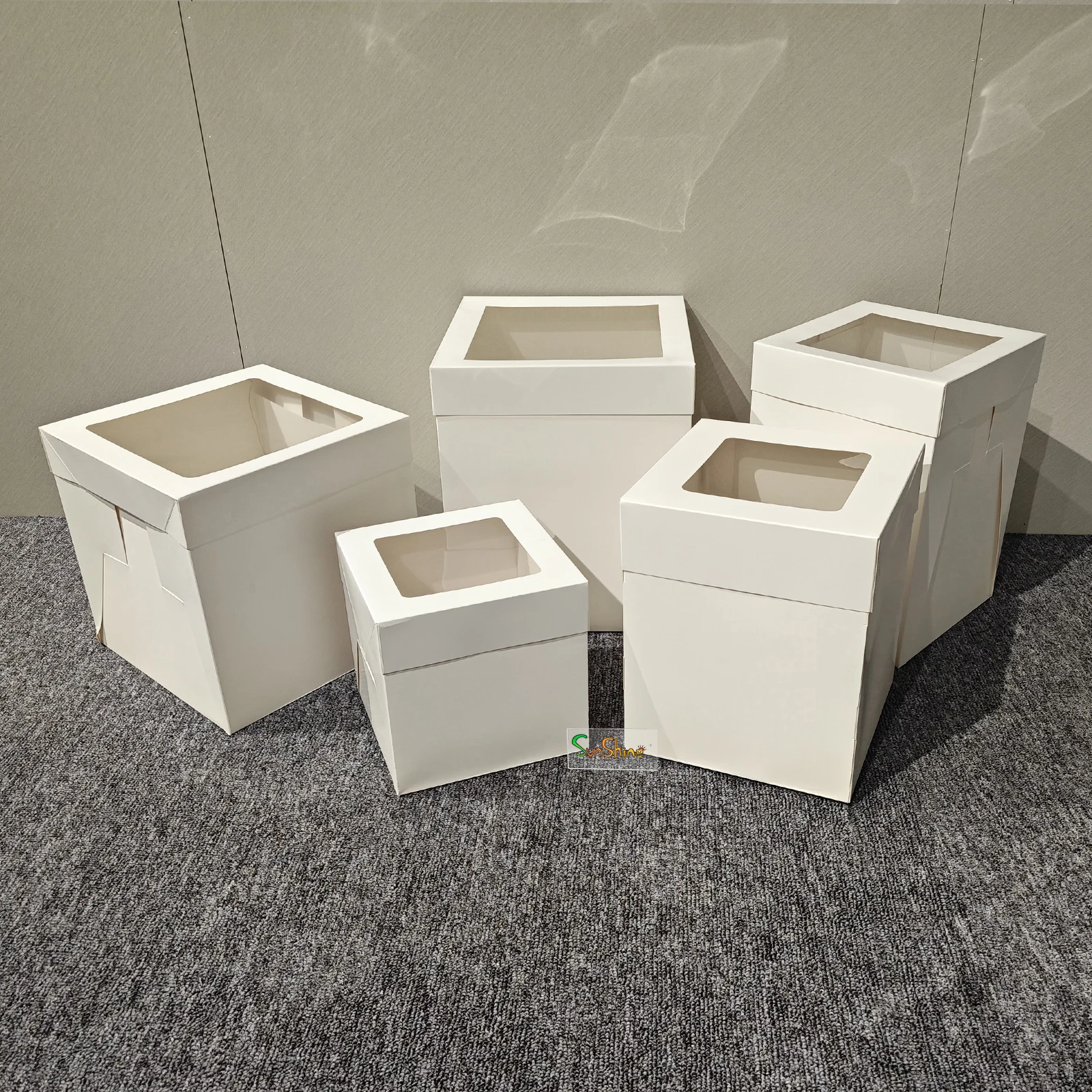 White Square Cheap Surprise Birthday Party Wedding Paper Cake Boxes For Cakes Wholesale