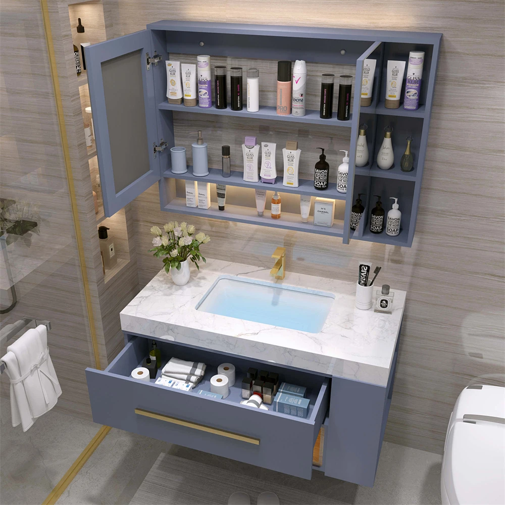 House furniture supplier 80cm-150cm floating bathroom vanity mdf wood cabinet