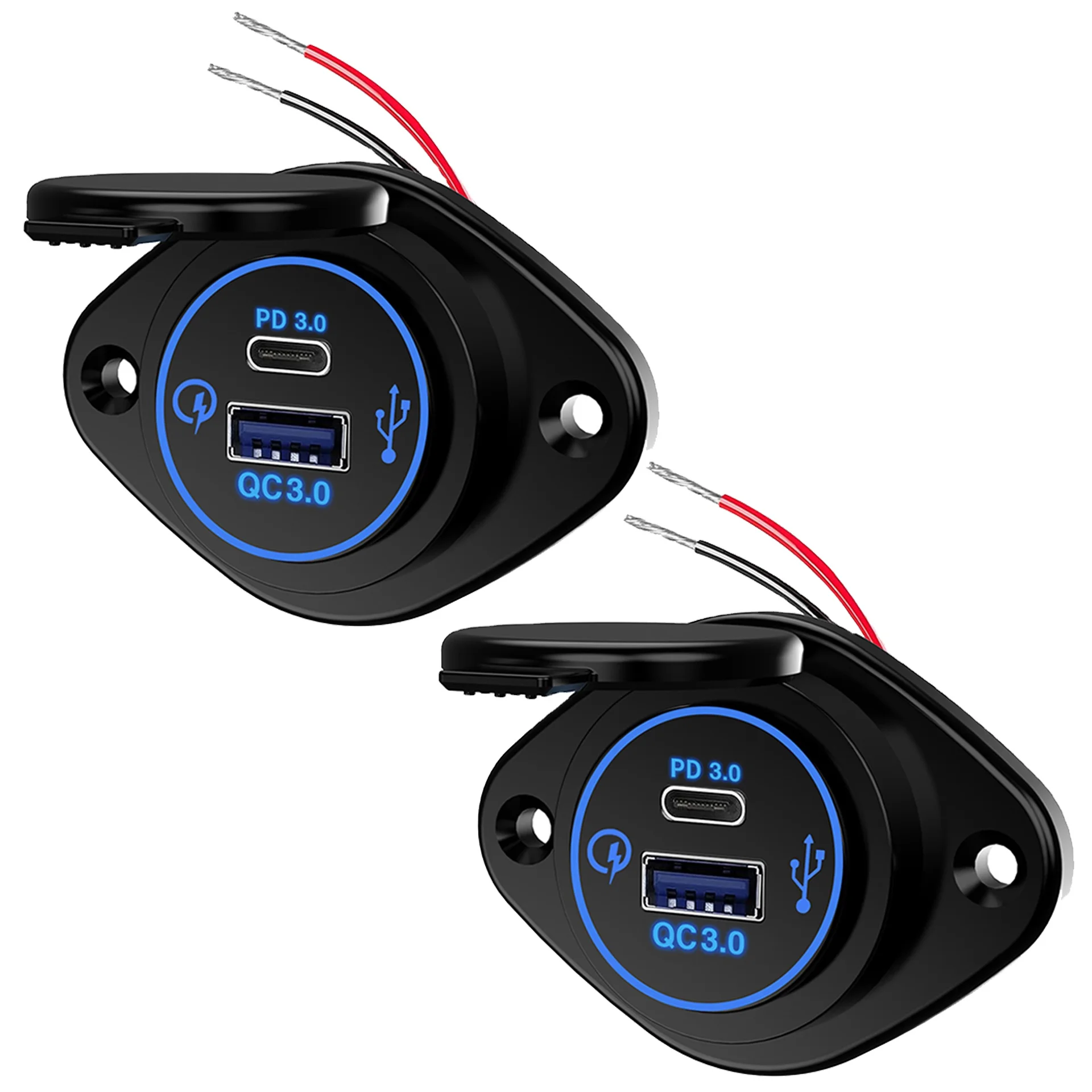 Factory Price 54W QC3.0+PD USB Wall Outlet Car Charger with Cap Mount for Cars Bus Boat RV ATV Truck Golf Cart