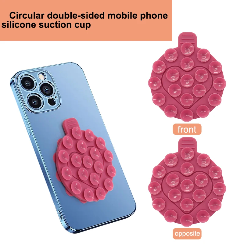 Double Sided Suction Phone Mount Round Silicone Suction Cup Phone Holder